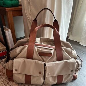 Brunello cucinelli leather and nylon duffle bag with shoulder strap